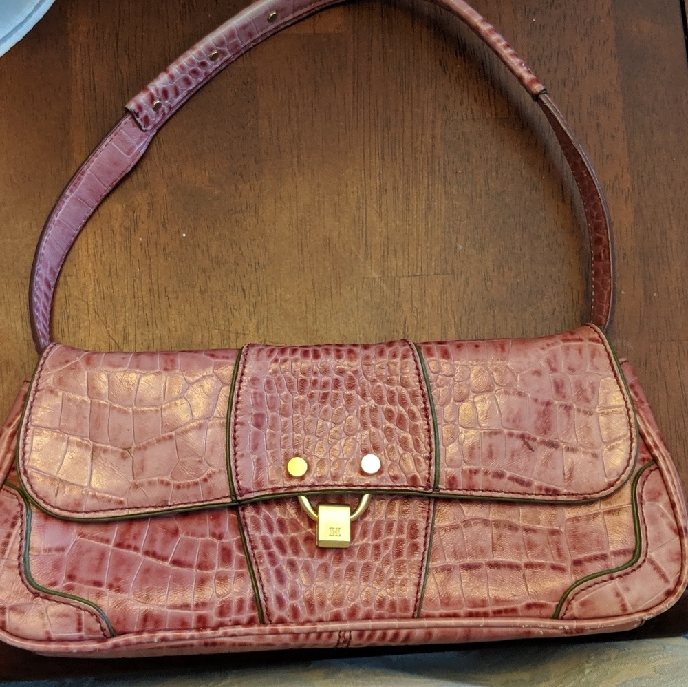 Pink H by Hilfiger Croc Clutch